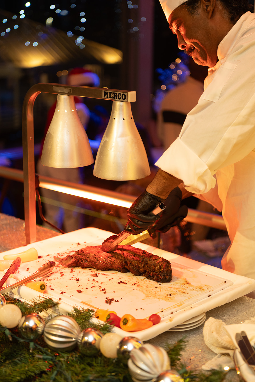 Chef carving prime rib